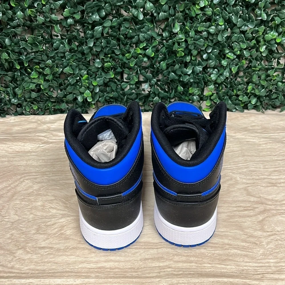NIKE AIR JORDAN 1 MID SNEAKER BLACK/ROYAL BLUE - 5Y